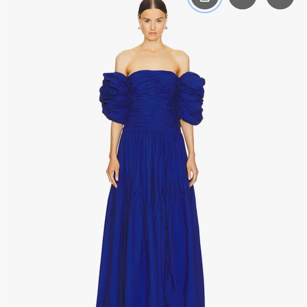 Shona Joy Maiori Contoured Ruched Maxi Dress in Azure - detachable sleeves